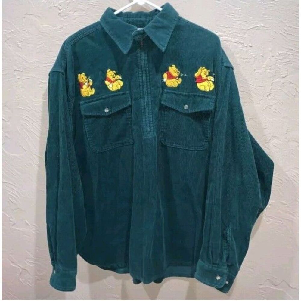 Vintage Winnie The Pooh Jacket Womens Plus SZCorduroy Green Wide Wale Honey Bees